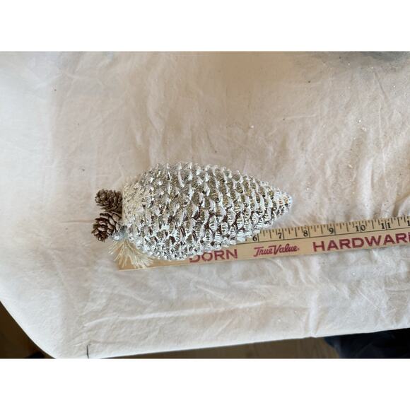 3 - 7” Tall Silver Shatterproof Pinecone Ornaments Christmas w/ String Hangers - Picture 2 of 3